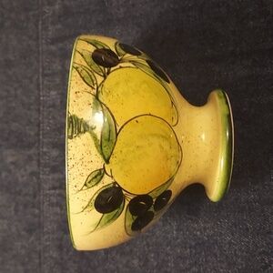 Vintage Vallauris French Pottery Olive Lemon Bowl Mid Century Mediterranean Deco